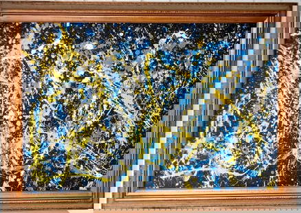 XL Jackson Pollock Abstract Painting on Canvas: XL Jackson Pollock Abstract Painting on Canvas.Wood frame Size: 41 x 29 inches. Painting size: 36 x 24 inches The painting is from a Private NY Collector. NO Certificate of Authenticity, providence, o