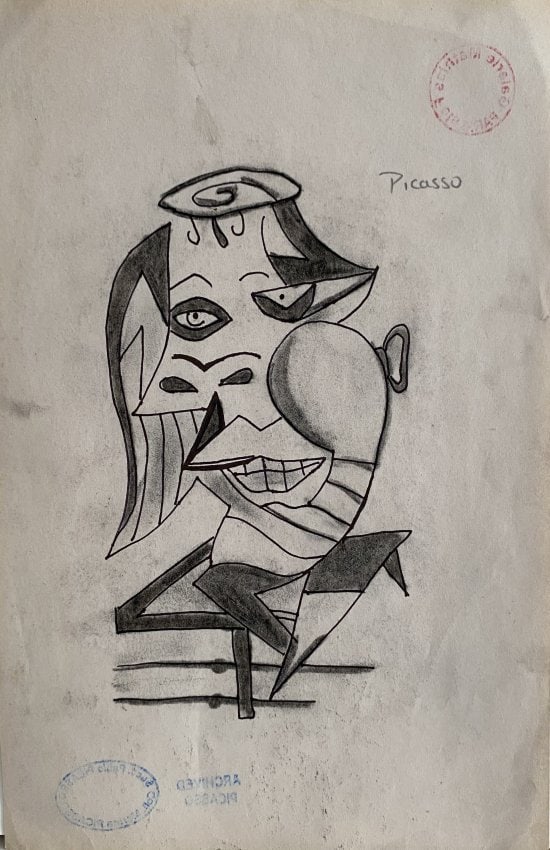 Pablo Picasso Mixed Media Drawing on Paper (1 of 2)