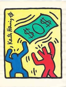 Keith Haring Drawing, Stamp on Verso
