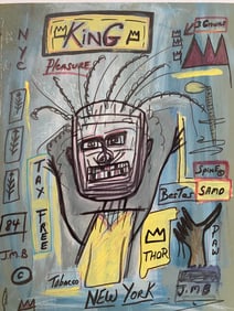 Jean-Michel Basquiat Painting on cardboard