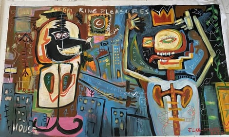 XXL Jean Michel Basquiat Painting oil on Canvas Painting