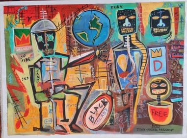 XXL Jean Michel Basquiat Painting on Canvas