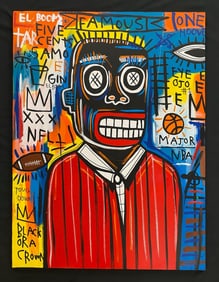 Large King Samo Fits Basquiat on Canvas