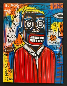 Rare Large King Samo Fits Basquiat on Canvas Signed