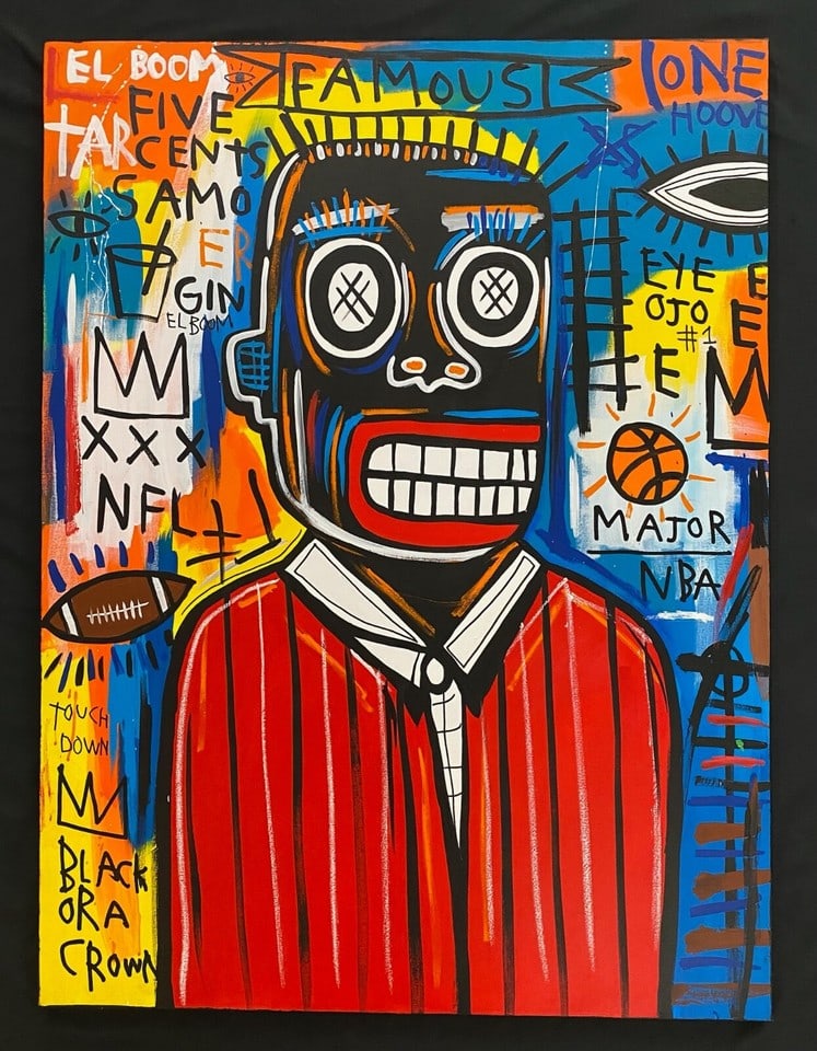 Rare Large King Samo Fits Basquiat on Canvas Signed (1 of 6)