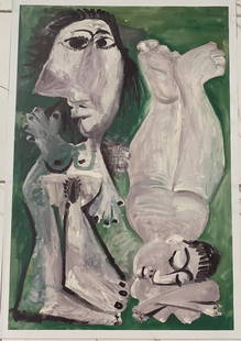 Pablo Picasso Print on Canvas: Pablo Picasso Print on Canvas size 25 x 17. Pablo Picasso was a Spanish painter, sculptor, printmaker, and ceramicist who co-founded Cubism with Georges Braque. He was a dominant and influential artis