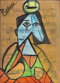 Mixed Media Pablo Picasso Drawing on Paper (After Artist)