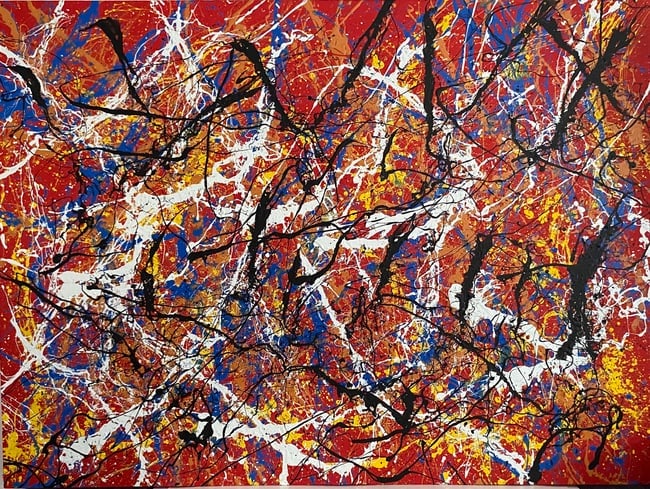 Jackson Pollock Abstract Art Painting on Canvas: Jackson Pollock Abstract Art Painting on Canvas . Approx Painting size:46 x 34 x 1 Inches. Painting is done in the modern abstract expressionist style for which Pollock is known.Paul Jackson Pollock w