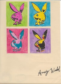Signed Andy Warhol Mixed Media on Paper.