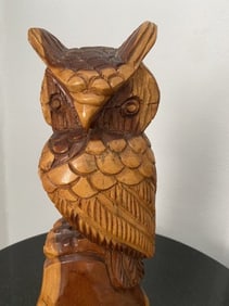 16" Large Wooden Carved Handmade Statue Handcrafted Owl Sculpture