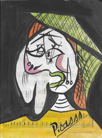 Mixed Media Pablo Picasso Drawing on Paper