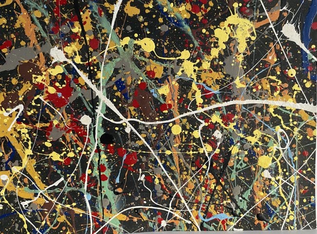 Jackson Pollock Abstract Painting on Paper: Jackson Pollock Abstract Painting on Paper (After Artist)-Approx Painting Size: 12 x 9 Inches. Jackson Pollack is famous for helping to create a whole new art movement called Abstract Expressionism. A