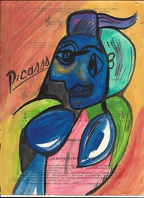 Mixed Media Pablo Picasso Drawing on Paper