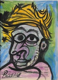 Mixed Media Pablo Picasso Drawing on Paper