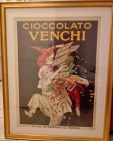 Cioccolato S. Venchi & C.Torino - Poster Print on Gold Wood Frame.