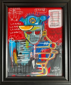 Jean Michel Basquiat Drawing King Samo Rare  Signed Fits Basquiat