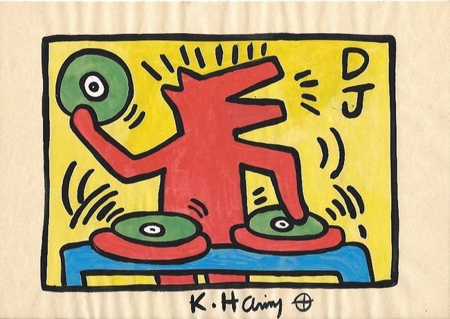 Keith Haring Drawing, Stamp on Verso (1 of 2)
