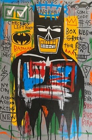 Huge Vintage 1982 Fits Basquiat BatMan Painting on Canvas