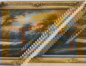 Mid 20th century oil on canvas painting by Hossam