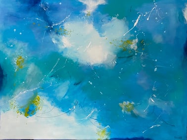 Large Abstract Painting on Canvas signed Howell