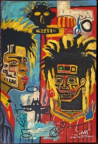 Jean-Michel Basquiat Artist Oil Painting Canvas Signed Stamped