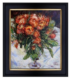 Framed, Pierre Renoir Roses Repro, Hand Painted Oil Painting
