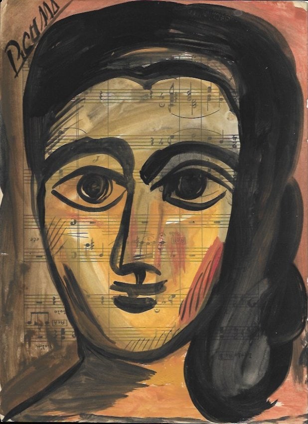 Mixed Media Pablo Picasso Drawing on Paper: Mixed Media Pablo Picasso Drawing on Paper (After Artist). Approx Size: 12 x 8 1/2 inches. Provenance: Private NY Collection. It is being sold as in the manner Style of artist. Good Condition See Phot