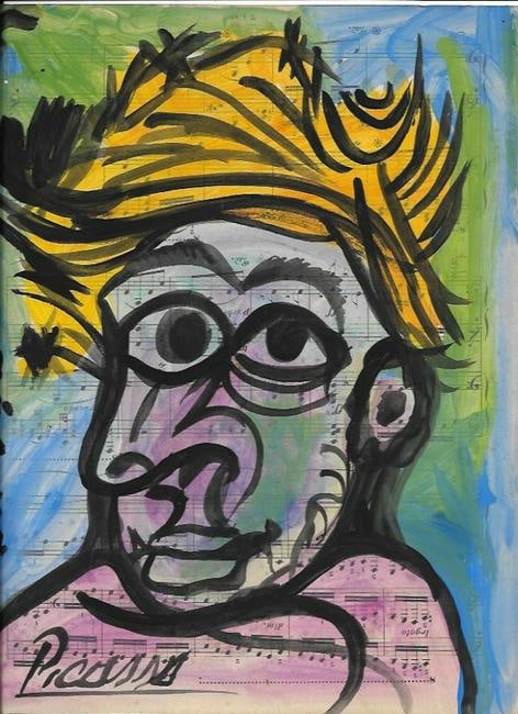 Mixed Media Pablo Picasso Drawing on Paper: Mixed Media Pablo Picasso Drawing on Paper (After Artist) . Approx Size: 12 x 8 1/2 inches. Provenance: Private NY Collection. It is being sold as in the manner Style of artist. Good Condition See Pho