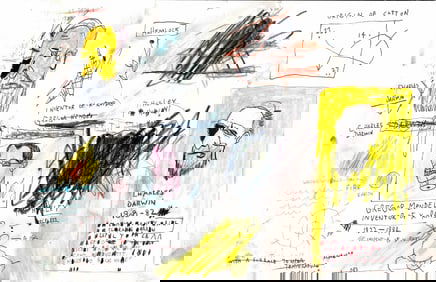 Expressionism Hand Painting Drawing on Cardboard