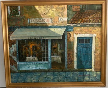 Chapot French art Framed Painting IMPRESSIONISM Troubadour Restaurant France signed