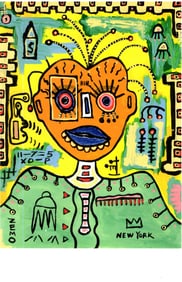 Basquiat style N.Y ink Print on Thick Paper