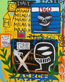 Large 1982 Fits Basquiat Painting on Canvas