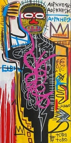 Large 1982 Basquiat Painting on Canvas