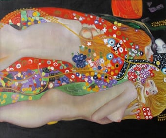 Gustav Klimt Water Snakes Oil Painting on Canvas.