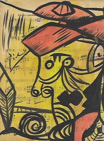 Mixed Media Pablo Picasso Drawing on Paper (after artist)