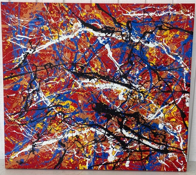 Jackson Pollock Abstract Painting on Canvas: Jackson Pollock Abstract Painting on Canvas stamp on Verso. Painting size: 27 x 24 inches The painting is from a Private NY Collector.This painting does not carry established document provenance, nor