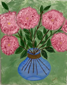 Flower Painting on Canvas signed