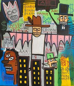Huge Vintage 19823 Fits Basquiat Painting on Canvas