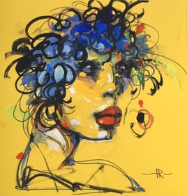 Watercolor Painting On Paper Lady Portrait Modern Art