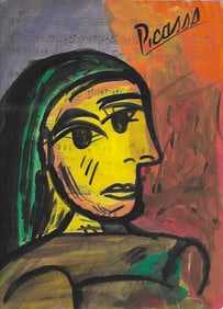 Mixed Media Pablo Picasso Drawing on Paper