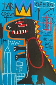 Huge Vintage 1983 Fits Basquiat Painting on Canvas