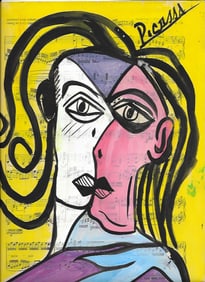 Mixed Media Pablo Picasso Drawing on Paper (After Artist)