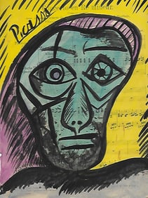 Mixed Media Pablo Picasso Drawing on Paper (After Artist)