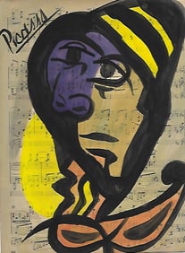 Mixed Media Pablo Picasso Drawing on Paper (After Artist)