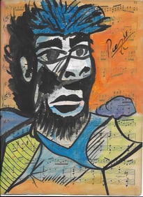 Mixed Media Pablo Picasso Drawing on Paper (After Artist)