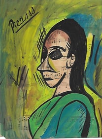Mixed Media Pablo Picasso Drawing on Paper (After Artist)