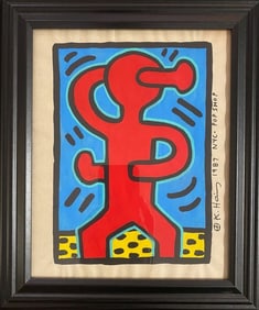 Keith Haring Drawing, Stamp on Verso