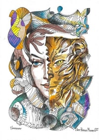 Original Drawing Art Mixed Media Modern illustration portrait