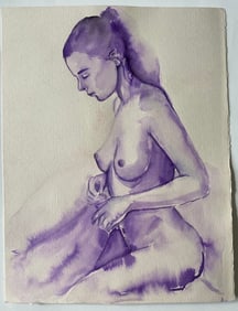 Original Drawing Art Nude women Modern Watercolor