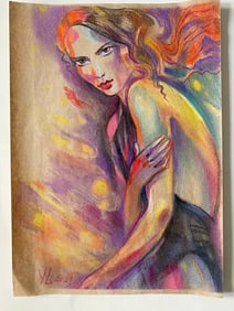 Original Drawing Art Mixed Media Modern illustration portrait